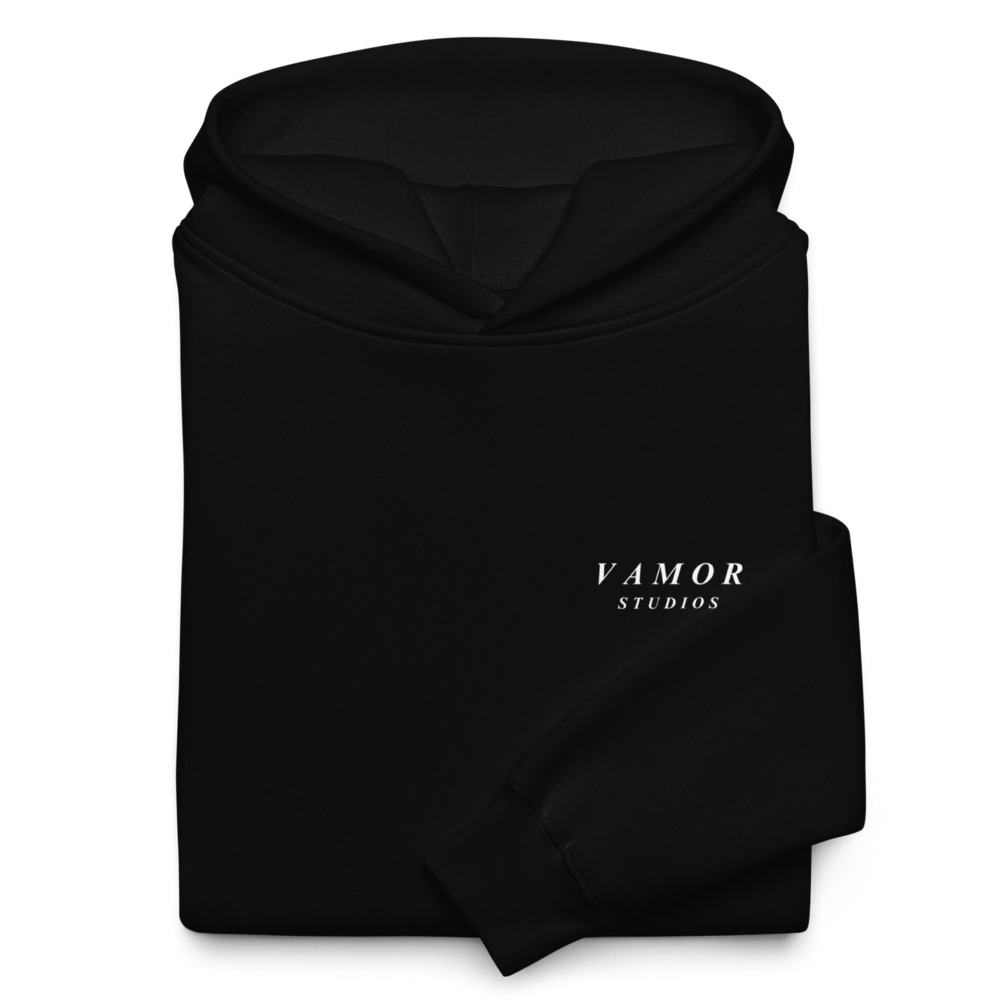 UNKNOWN Black Hoodie - Premium Streetwear by Vamor Studios - Front Folded